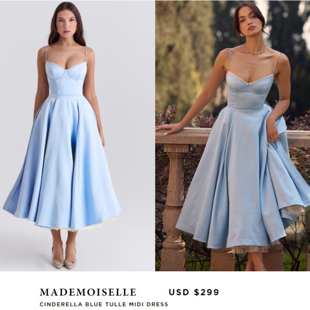 House of CB Mademoiselle Cinderella Blue Tulle Midi Dress